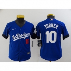 Youth Los Angeles Dodgers #10 Justin Turner Blue City Player Jersey