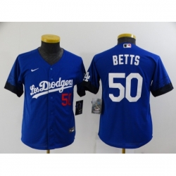 Youth Los Angeles Dodgers #50 Mookie Betts Blue City Player Jersey