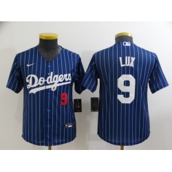 Youth Los Angeles Dodgers 9 Gavin Lux Blue Stitched Jersey