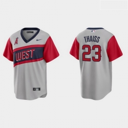 Men Los Angeles Angels 23 Matt Thaiss Men Nike Gray 2021 Little League Classic Game MLB Jersey