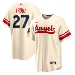 Men Los Angeles Angels 27 Mike Trout 2022 Cream City Connect Cool Base Stitched Jerseys