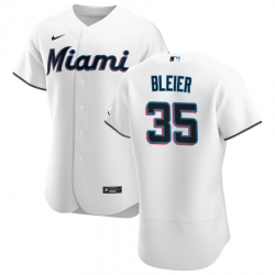 Men Miami Marlins 35 Richard Bleier Men Nike White Home 2020 Flex Base Player MLB Jersey