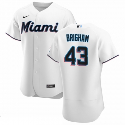 Men Miami Marlins 43 Jeff Brigham Men Nike White Home 2020 Flex Base Player MLB Jersey