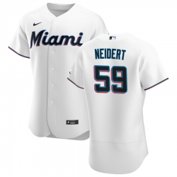 Men Miami Marlins 59 Nick Neidert Men Nike White Home 2020 Flex Base Player MLB Jersey