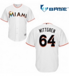 Mens Majestic Miami Marlins 64 Nick Wittgren Replica White Home Cool Base MLB Jersey 