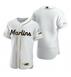 Miami Marlins Blank White Nike Mens Authentic Golden Edition MLB Jersey