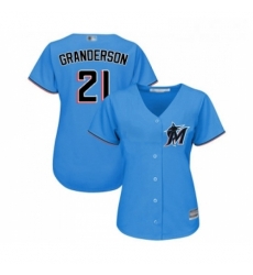 Womens Miami Marlins 21 Curtis Granderson Replica Blue Alternate 1 Cool Base Baseball Jersey 