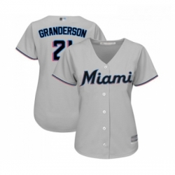 Womens Miami Marlins 21 Curtis Granderson Replica Grey Road Cool Base Baseball Jersey 