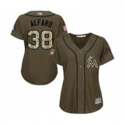 Womens Miami Marlins 38 Jorge Alfaro Authentic Green Salute to Service Baseball Jersey 