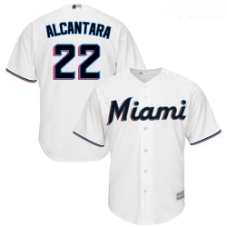 Marlins #22 Sandy Alcantara White Cool Base Stitched Youth Baseball Jersey