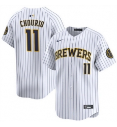 Men Milwaukee Brewers 11 Jackson Chourio White 2024 Alternate Limited Stitched Baseball Jersey