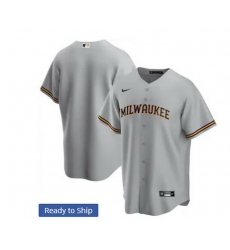 Men Milwaukee Brewers Nike Gray Blank Jersey