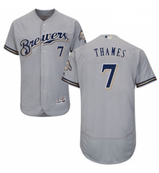 Mens Majestic Milwaukee Brewers 7 Eric Thames Grey Flexbase Authentic Collection MLB Jersey