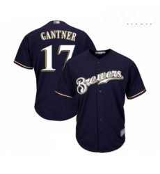 Mens Milwaukee Brewers 17 Jim Gantner Replica Navy Blue Alternate Cool Base Baseball Jersey 