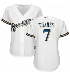 Womens Majestic Milwaukee Brewers 7 Eric Thames Replica White Home Cool Base MLB Jersey