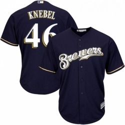 Youth Majestic Milwaukee Brewers 46 Corey Knebel Replica Navy Blue Alternate Cool Base MLB Jersey 