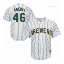 Youth Majestic Milwaukee Brewers 46 Corey Knebel Replica White Alternate Cool Base MLB Jersey 