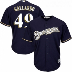 Youth Majestic Milwaukee Brewers 49 Yovani Gallardo Authentic Navy Blue Alternate Cool Base MLB Jersey 