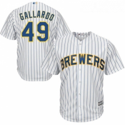 Youth Majestic Milwaukee Brewers 49 Yovani Gallardo Replica White Alternate Cool Base MLB Jersey 