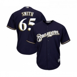 Youth Milwaukee Brewers 65 Burch Smith Replica Navy Blue Alternate Cool Base Baseball Jersey 