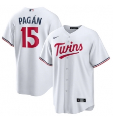 Men Minnesota Twins 15 Emilio Pag E1n White Cool Base Stitched Jersey