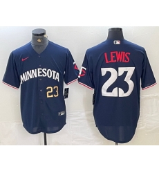 Men Minnesota Twins 23 Royce Lewis NAVY Cool Base Stitched Baseball Jersey