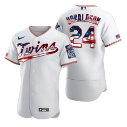 Men Minnesota Twins 24 Josh Donaldson Men Nike White Fluttering USA Flag Limited Edition Flex Base MLB Jersey