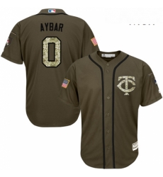 Mens Majestic Minnesota Twins 0 Erick Aybar Authentic Green Salute to Service MLB Jersey 