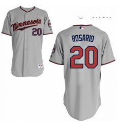 Mens Majestic Minnesota Twins 20 Eddie Rosario Replica Grey Road Cool Base MLB Jersey 