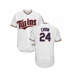 Mens Minnesota Twins 24 C J Cron White Home Flex Base Authentic Collection Baseball Jersey