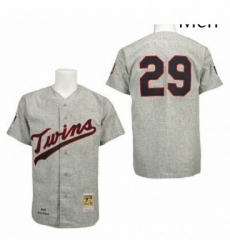 Mens Mitchell and Ness 1969 Minnesota Twins 29 Rod Carew Authentic Grey Throwback MLB Jersey