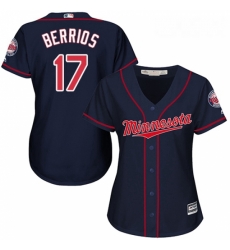 Womens Majestic Minnesota Twins 17 Jose Berrios Authentic Navy Blue Alternate Road Cool Base MLB Jersey