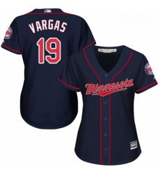 Womens Majestic Minnesota Twins 19 Kennys Vargas Authentic Navy Blue Alternate Road Cool Base MLB Jersey