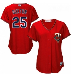 Womens Majestic Minnesota Twins 25 Byron Buxton Replica Scarlet Alternate Cool Base MLB Jersey