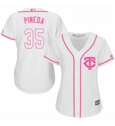 Womens Majestic Minnesota Twins 35 Michael Pineda Authentic White Fashion Cool Base MLB Jersey 