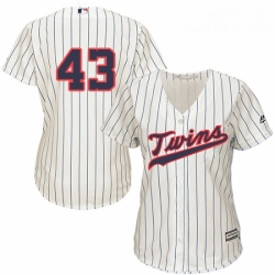 Womens Majestic Minnesota Twins 43 Addison Reed Authentic Cream Alternate Cool Base MLB Jersey 