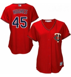 Womens Majestic Minnesota Twins 45 Phil Hughes Replica Scarlet Alternate Cool Base MLB Jersey