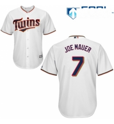 Womens Majestic Minnesota Twins 7 Joe Mauer Replica White Home Cool Base MLB Jersey