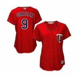 Womens Minnesota Twins 9 Marwin Gonzalez Replica Scarlet Alternate Cool Base Baseball Jersey 