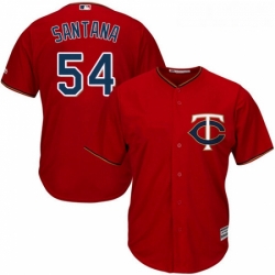 Youth Majestic Minnesota Twins 54 Ervin Santana Replica Scarlet Alternate Cool Base MLB Jersey