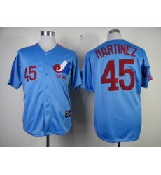 Men Montreal Expos #45 Pedro Martinez Blue Throwback Jersey