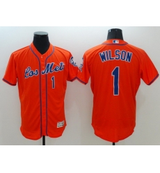 Men New York Mets 1 Wilson Orange Elite 2021 MLB Jerseys