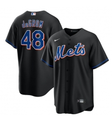 Men New York Mets 48 Jacob DeGrom 2022 Black Cool Base Stitched Baseball Jersey