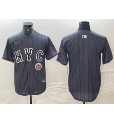 Men New York Mets Team Big Logo Graphite 2024 City Connect Limited Stitched Baseball Jersey1