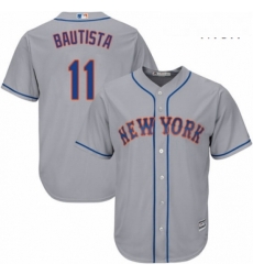 Mens Majestic New York Mets 11 Jose Bautista Replica Grey Road Cool Base MLB Jersey 