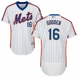 Mens Majestic New York Mets 16 Dwight Gooden White Alternate Flex Base Authentic Collection MLB Jersey