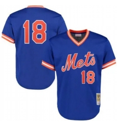 New York Mets #18 Darryl Strawberry Royal Cooperstown Mesh Batting Practice Jersey