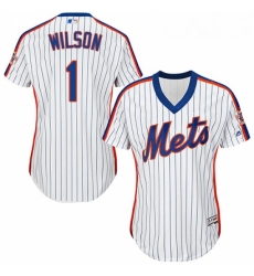 Womens Majestic New York Mets 1 Mookie Wilson Replica White Alternate Cool Base MLB Jersey