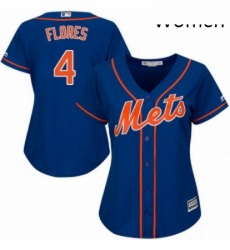 Womens Majestic New York Mets 4 Wilmer Flores Authentic Royal Blue Alternate Home Cool Base MLB Jersey