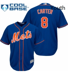 Youth Majestic New York Mets 8 Gary Carter Replica Royal Blue Alternate Home Cool Base MLB Jersey